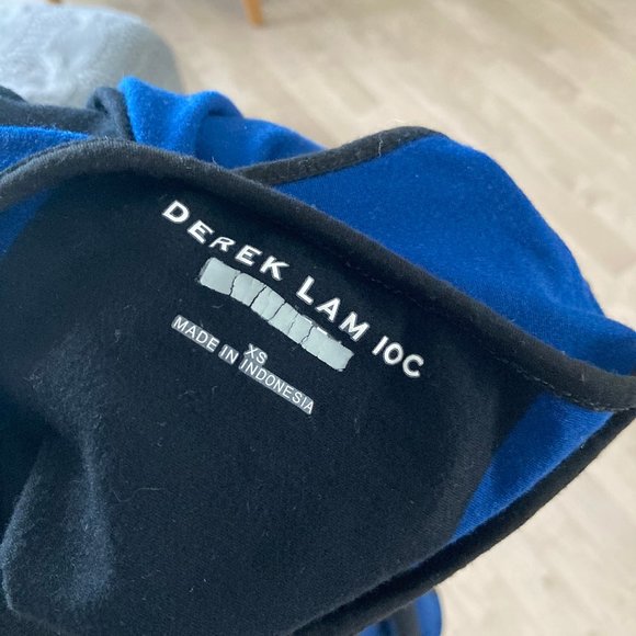 Derek Lam 10C sleeveless black & blue striped dress asymmetrical hem relaxed fit - Picture 4 of 5